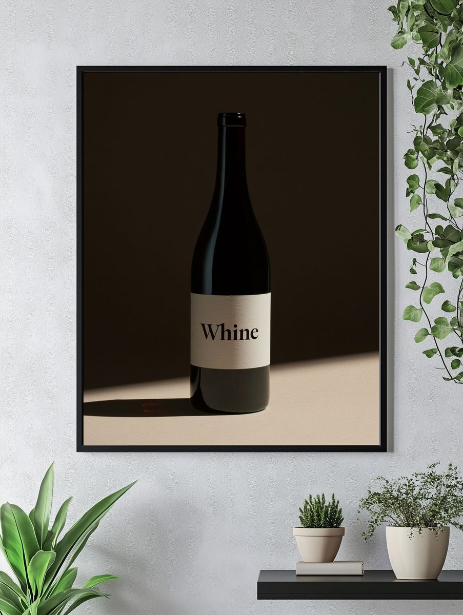 Whine Wine Bottle Photography Poster. — room view 4
