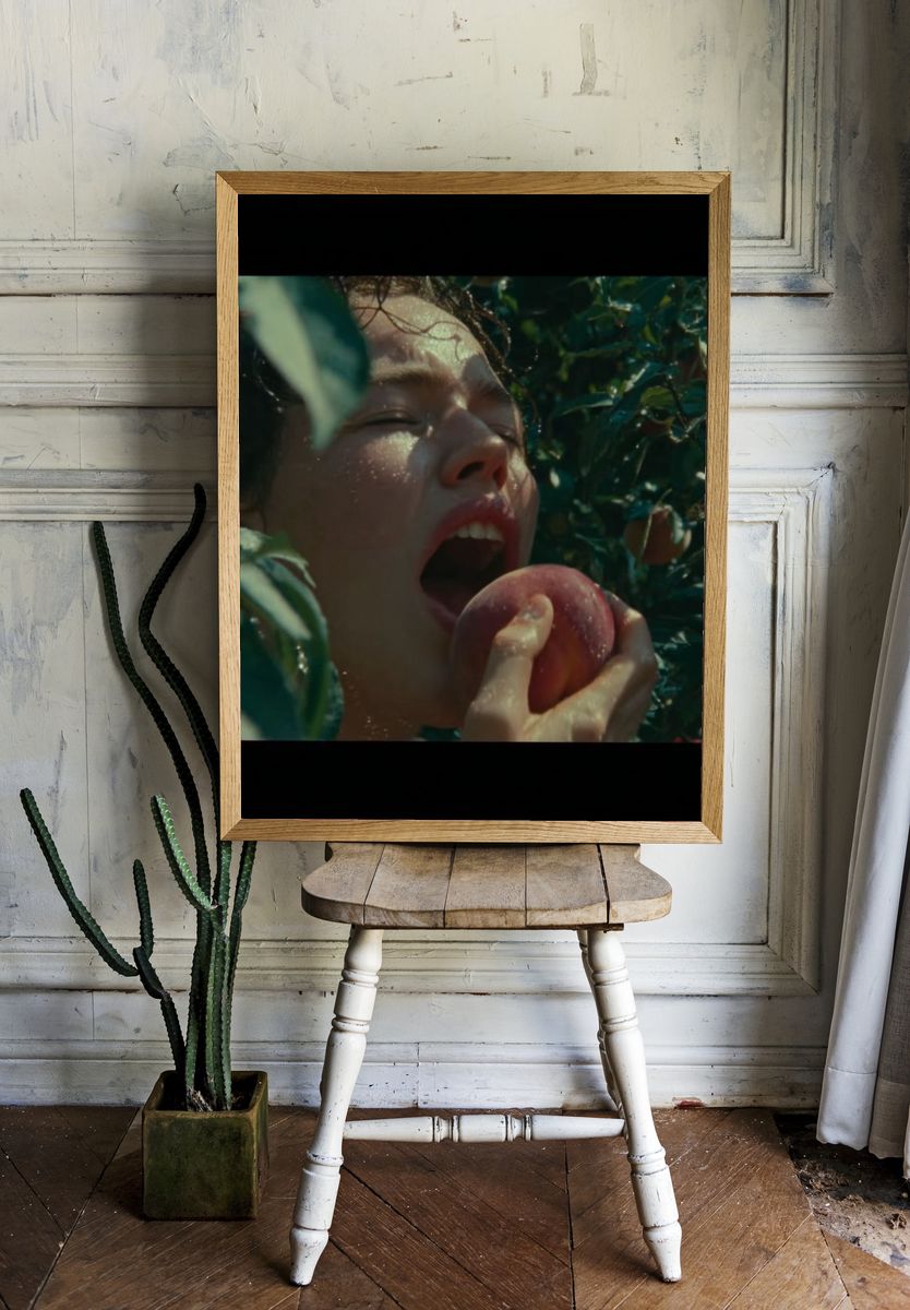 Peach Orchard Portrait Photography Print. — room view 1