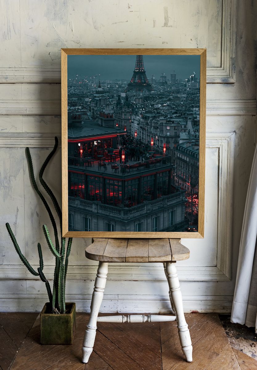 Eiffel Tower at Dusk Photography Poster. — room view 1