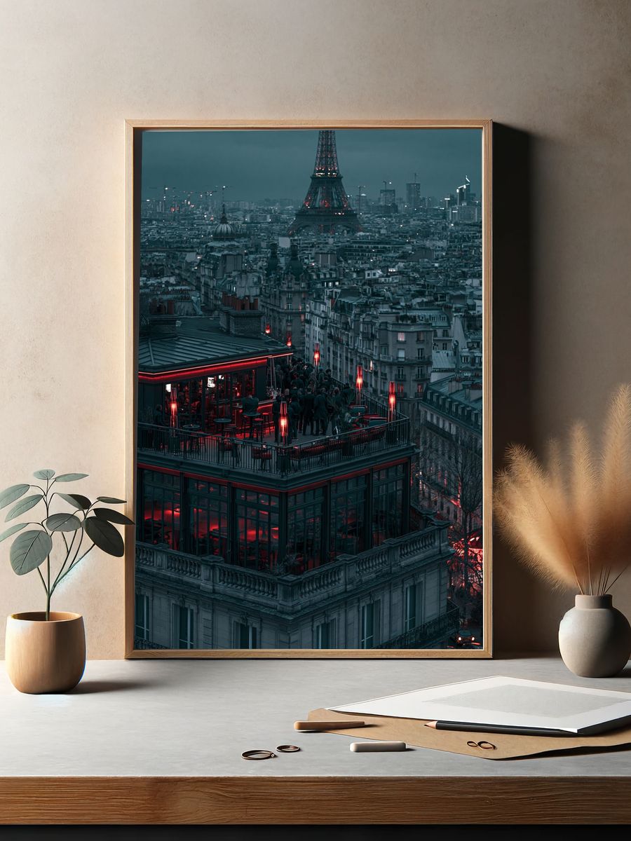 Eiffel Tower at Dusk Photography Poster. — room view 2