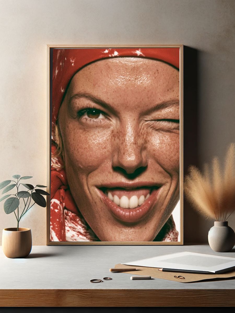 Winking Portrait Photography Poster. — room view 2