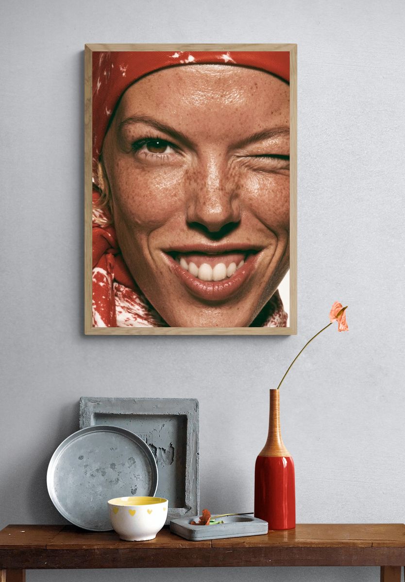 Winking Portrait Photography Poster. — room view 3