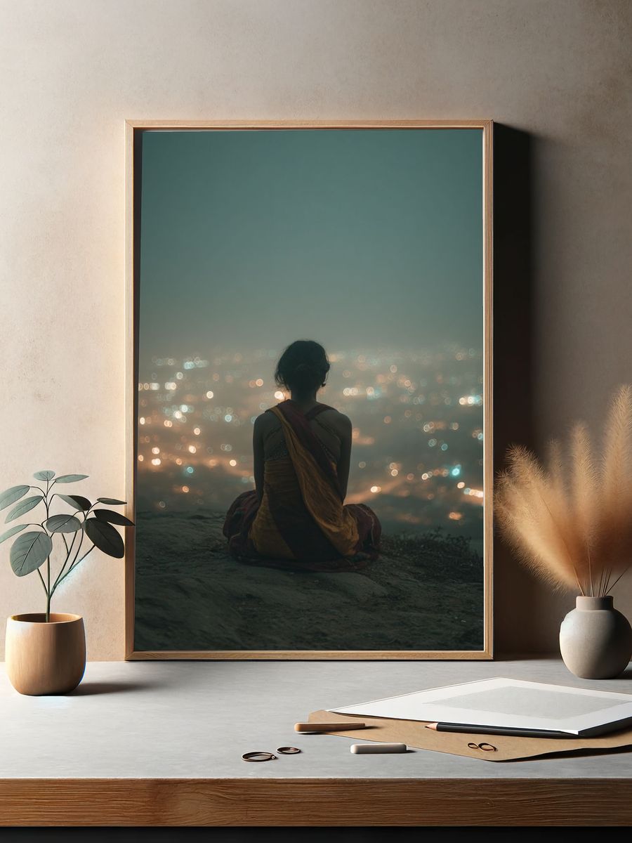 Contemplative Woman at Dusk — Photography Print. — room view 2