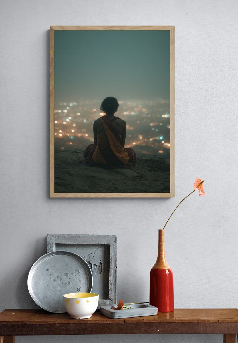 Contemplative Woman at Dusk — Photography Print. — room view 3