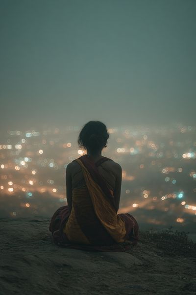 Contemplative Woman at Dusk — Photography Print. poster