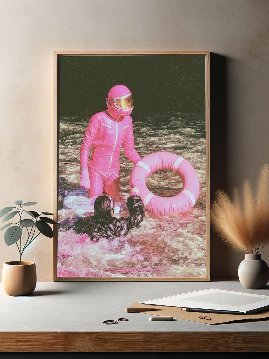 Pink Astronaut Rescue Photography Poster. — room view 2