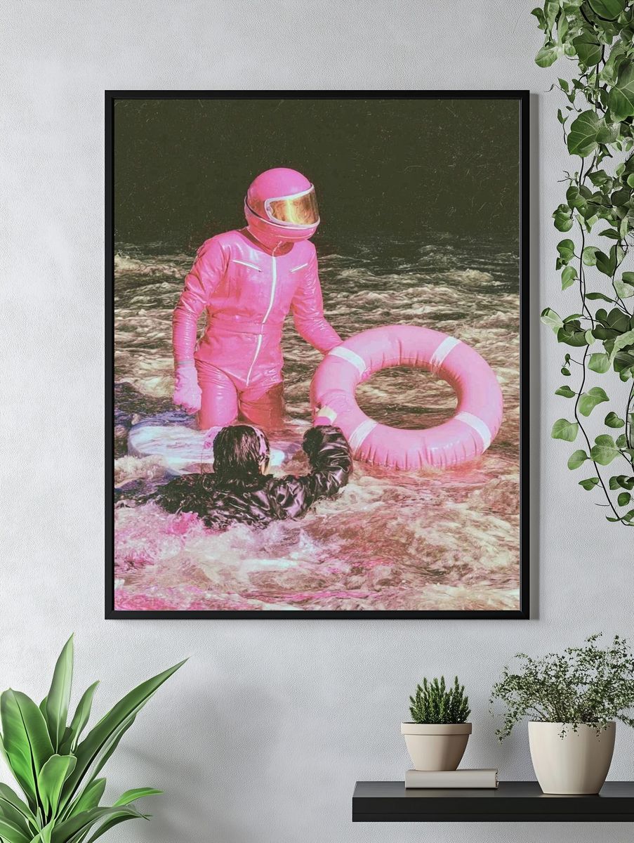 Pink Astronaut Rescue Photography Poster. — room view 4