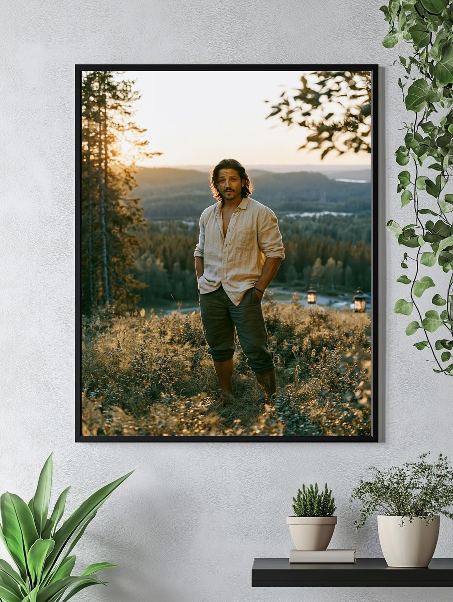 Sunlit Forest Portrait Photography Poster. — room view 4