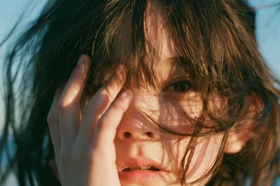 Windblown Portrait Photography Poster. poster