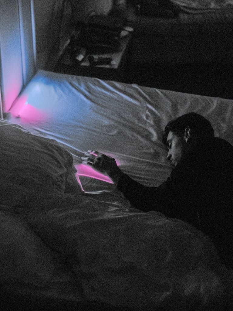 Neon Bedroom Noir Photography Poster. poster detail