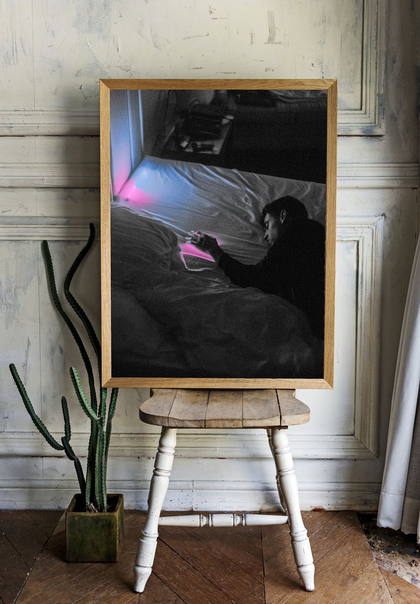 Neon Bedroom Noir Photography Poster. — room view 1