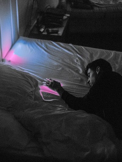 Neon Bedroom Noir Photography Poster. poster