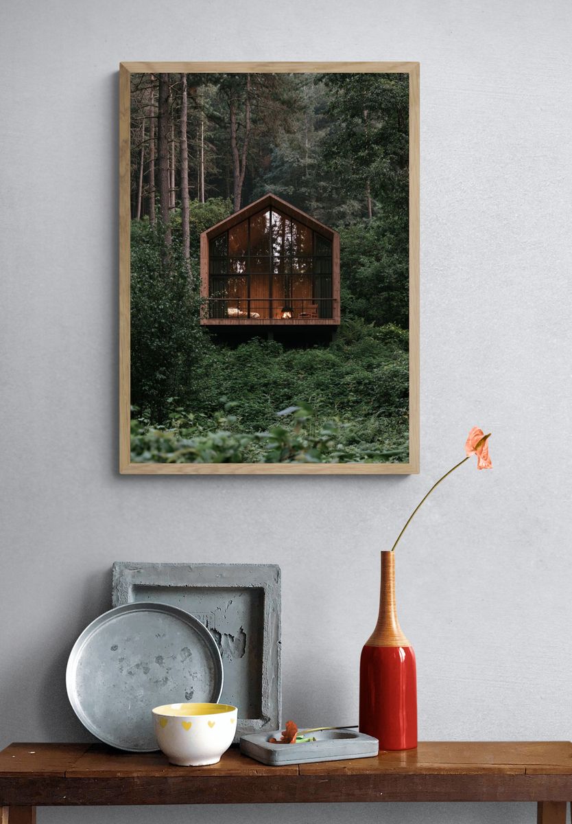 Forest Cabin Retreat Photography Poster. — room view 3