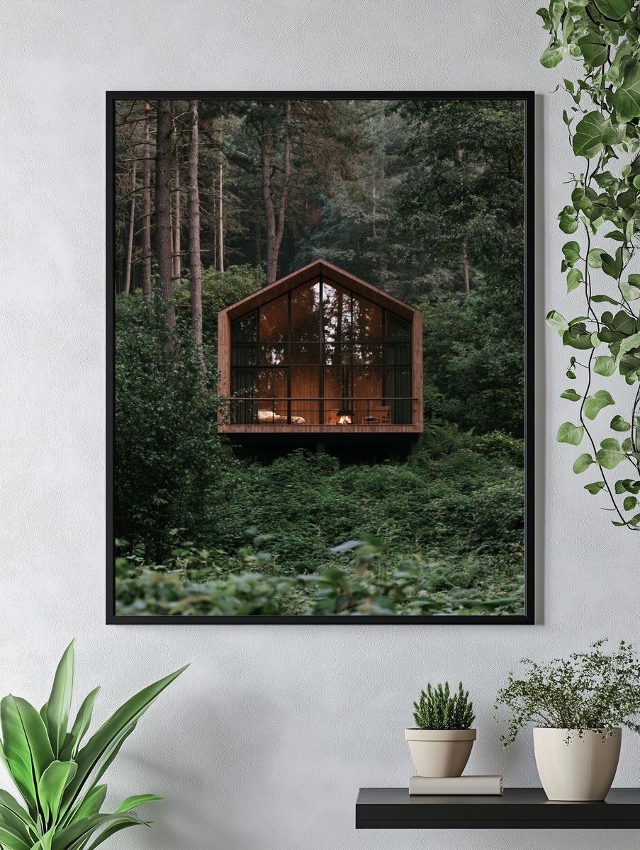 Forest Cabin Retreat Photography Poster. — room view 4