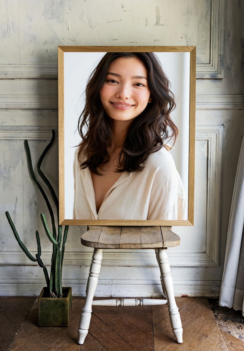 Smiling Woman Portrait Print. — room view 1