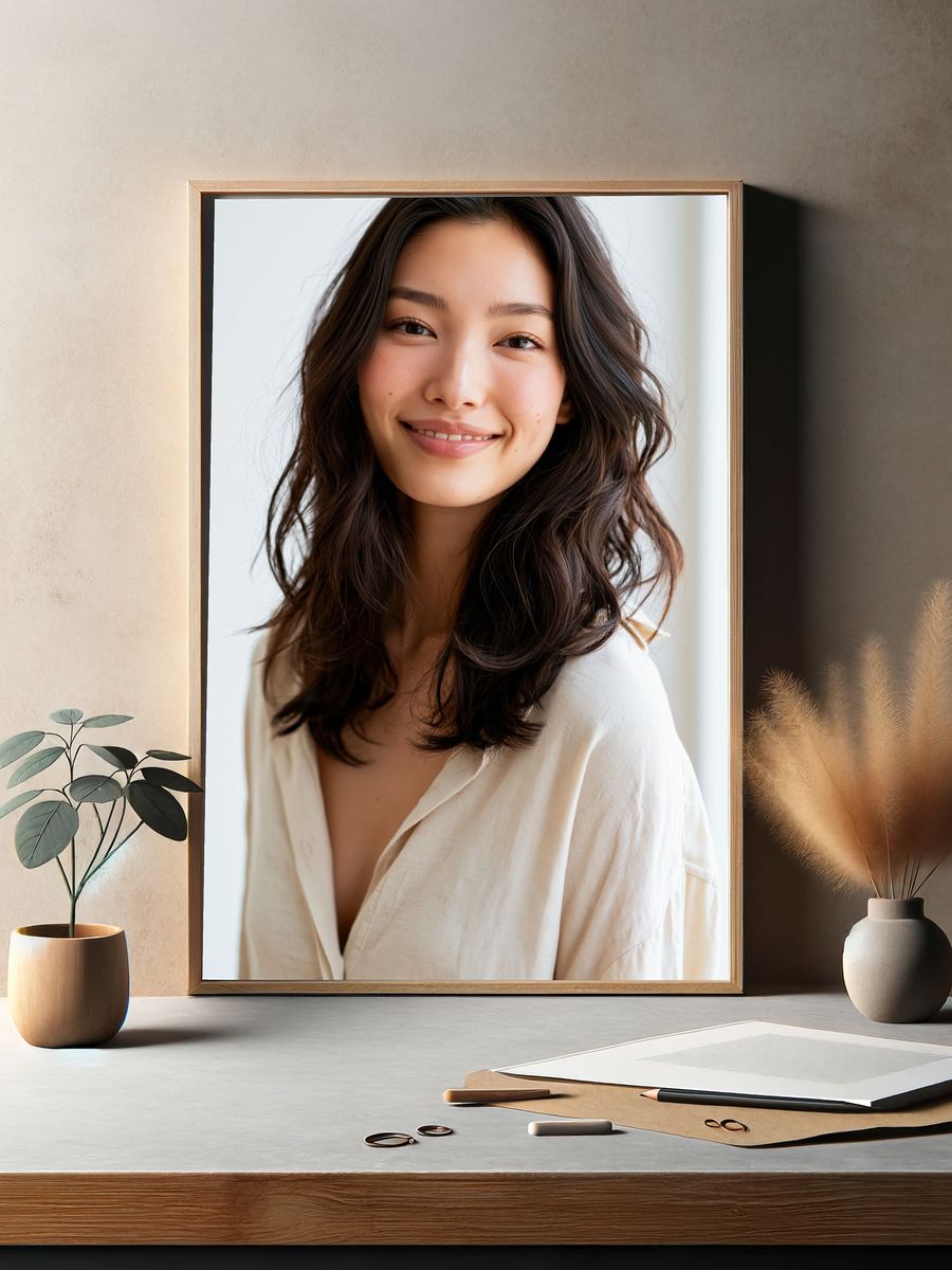 Smiling Woman Portrait Print. — room view 2