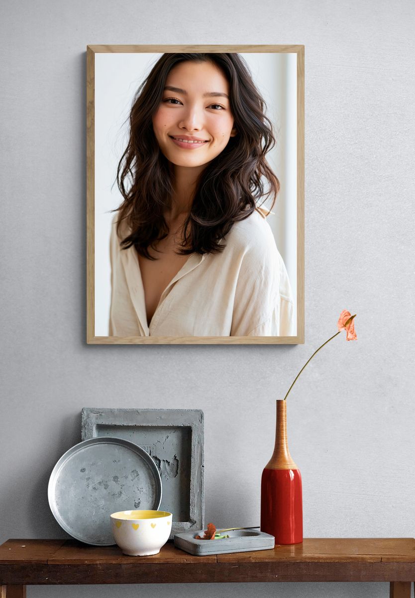 Smiling Woman Portrait Print. — room view 3