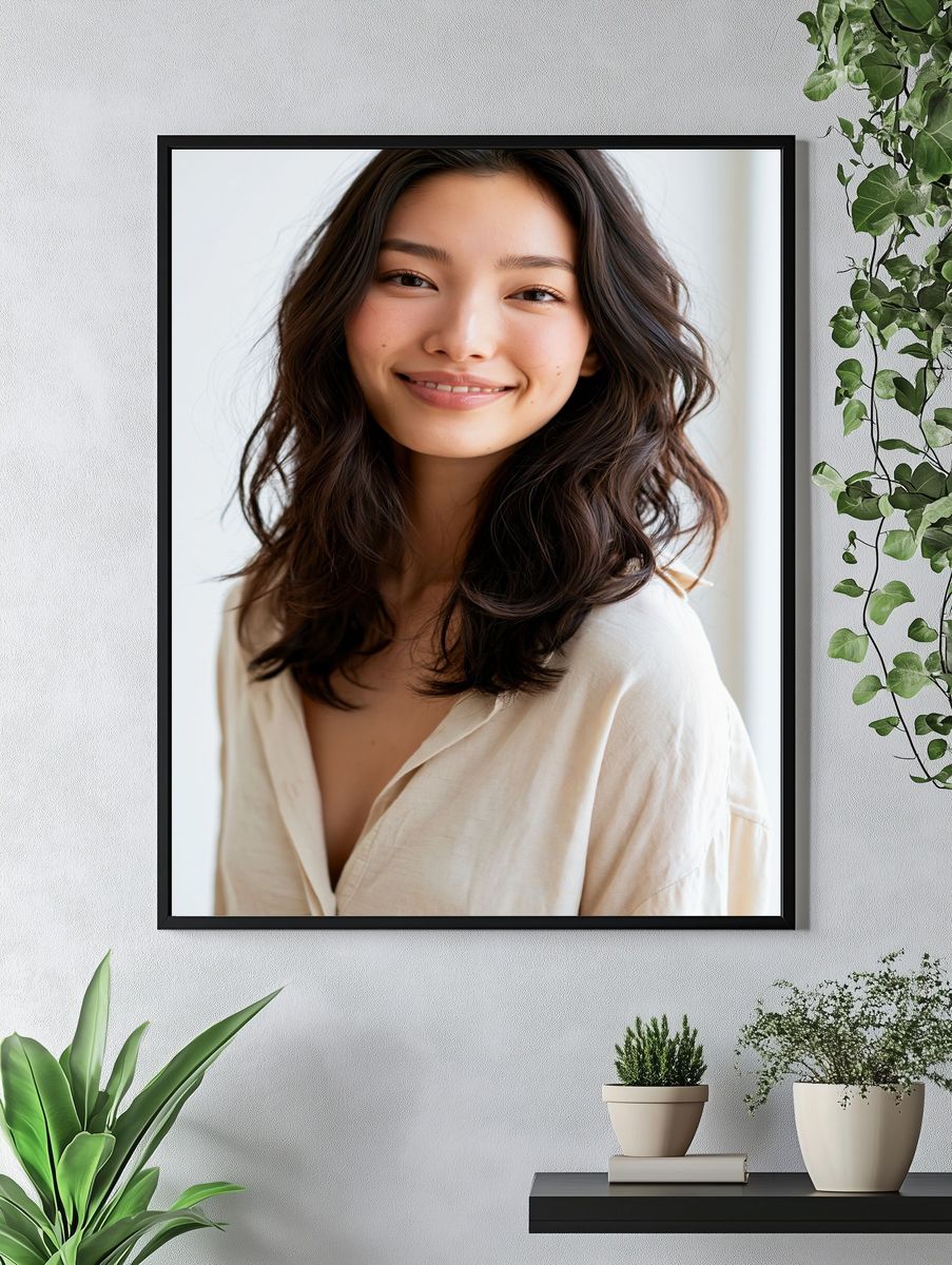 Smiling Woman Portrait Print. — room view 4