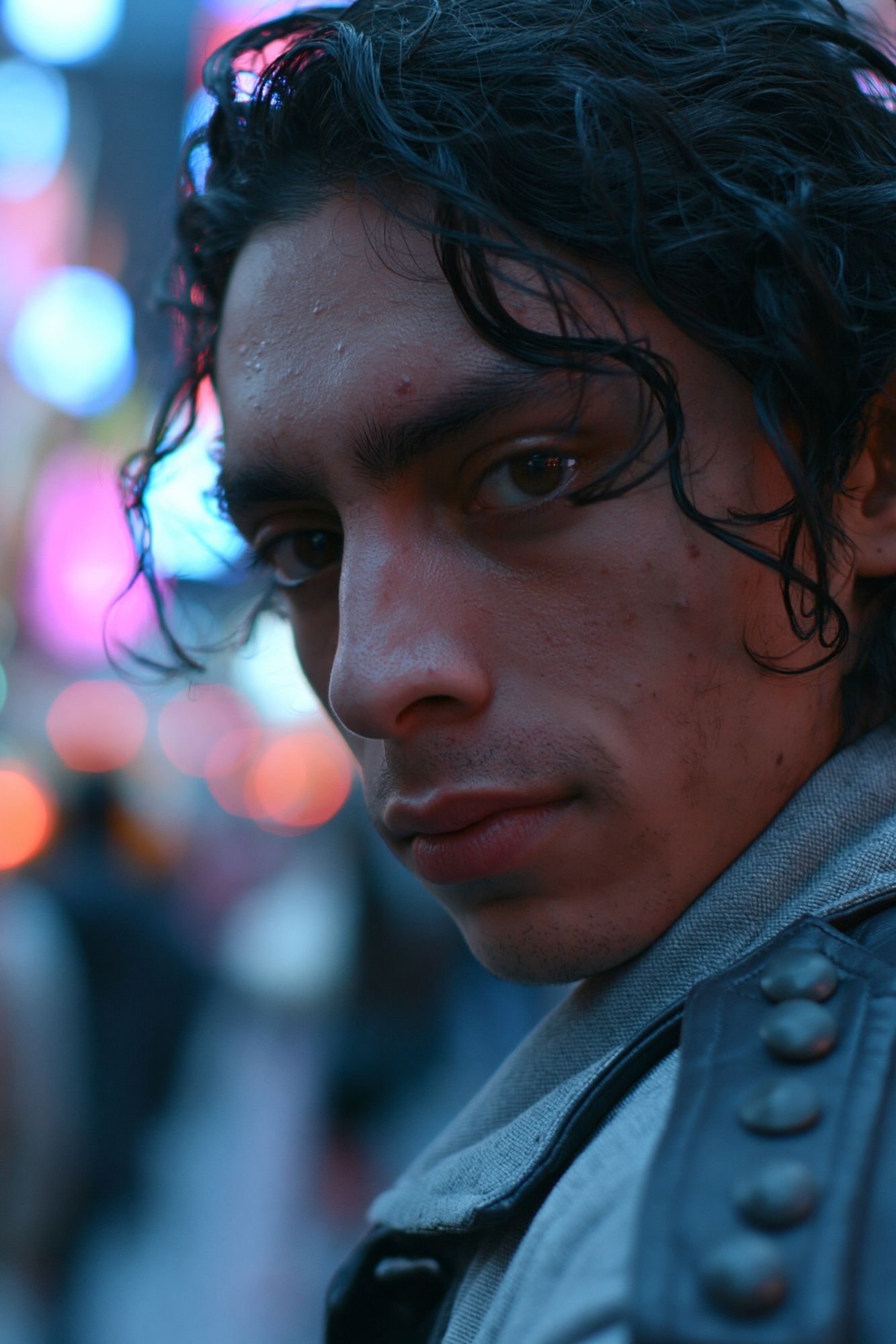 Neon Street Portrait Poster. poster detail