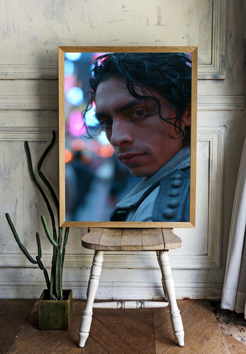 Neon Street Portrait Poster. room preview