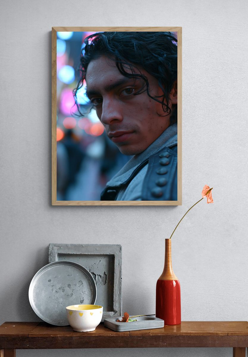 Neon Street Portrait Poster. — room view 3