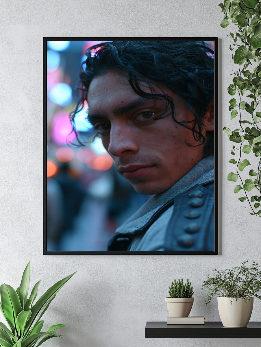 Neon Street Portrait Poster. — room view 4