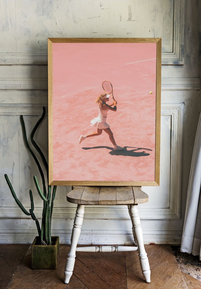 Pink Tennis Court Photography Poster. — room view 1