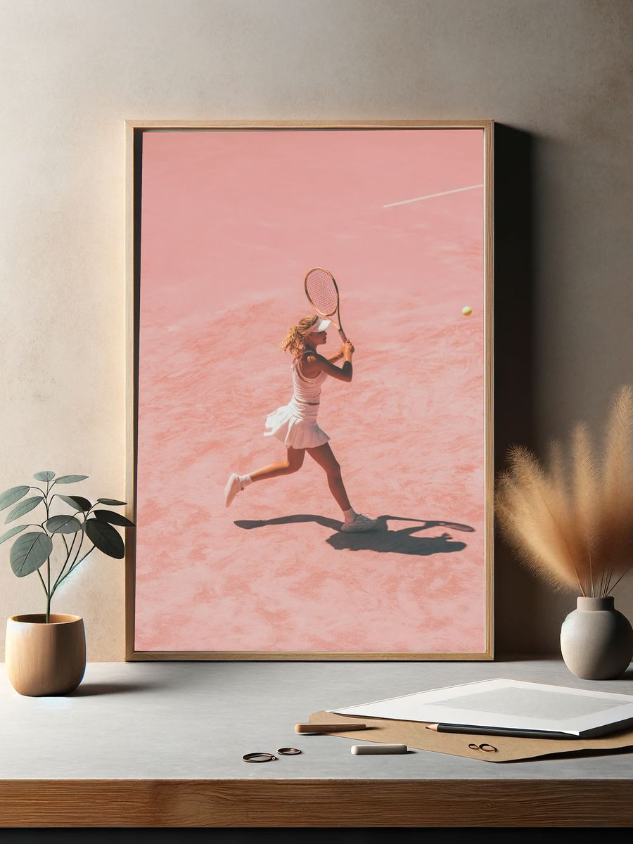 Pink Tennis Court Photography Poster. — room view 2