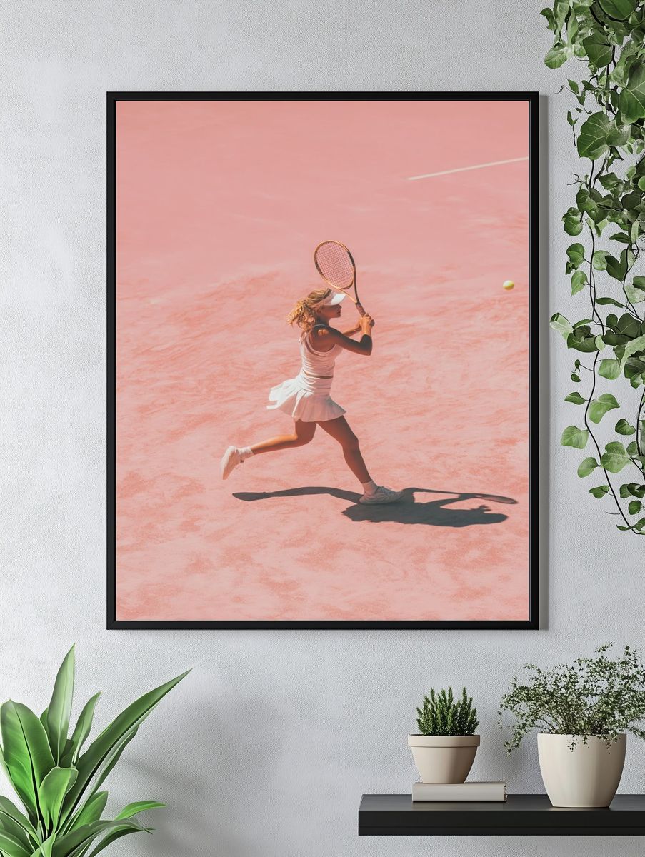 Pink Tennis Court Photography Poster. — room view 4