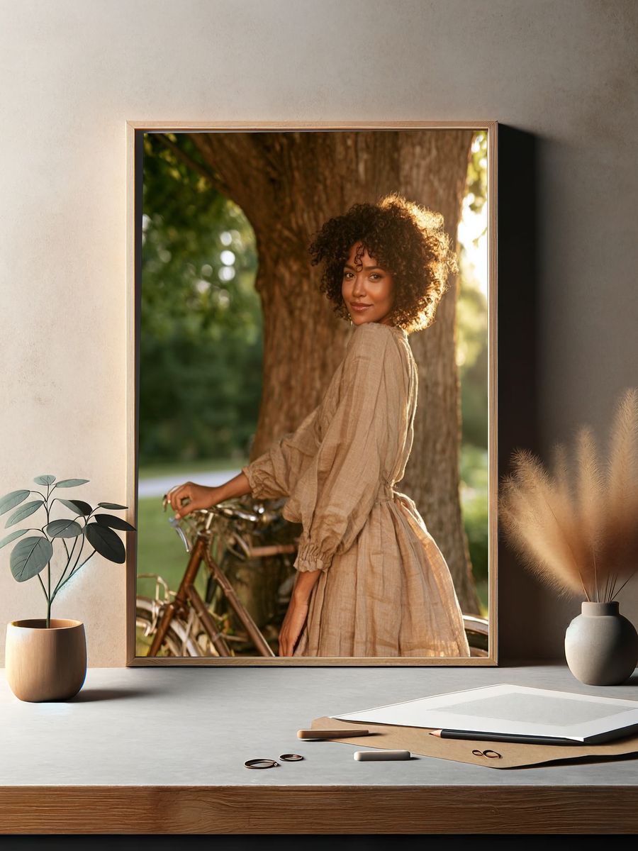 Sunlit Bicycle Portrait Photography Poster. — room view 2