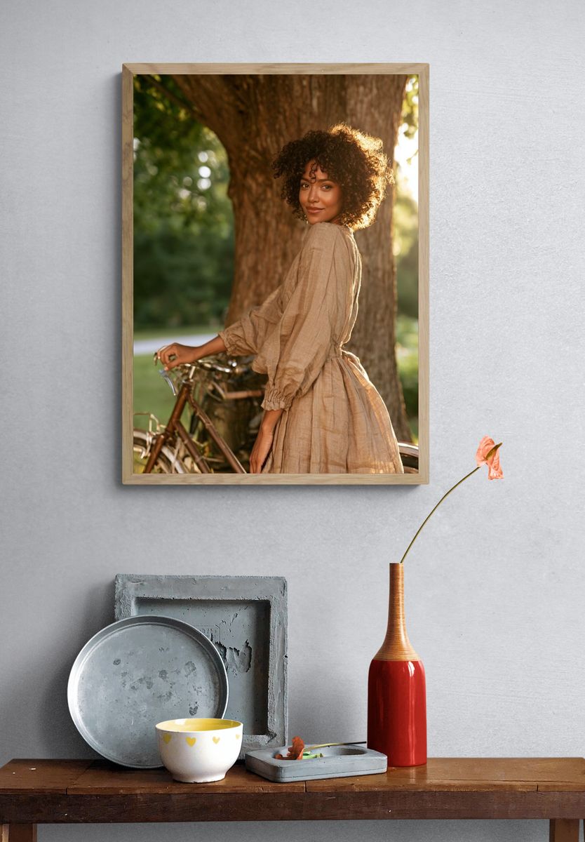 Sunlit Bicycle Portrait Photography Poster. — room view 3