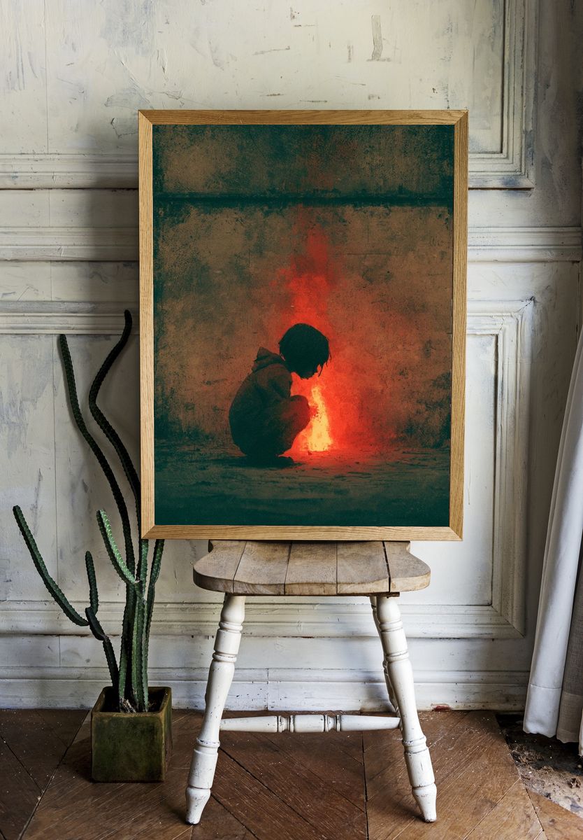 Child by Firelight Photography Poster. — room view 1