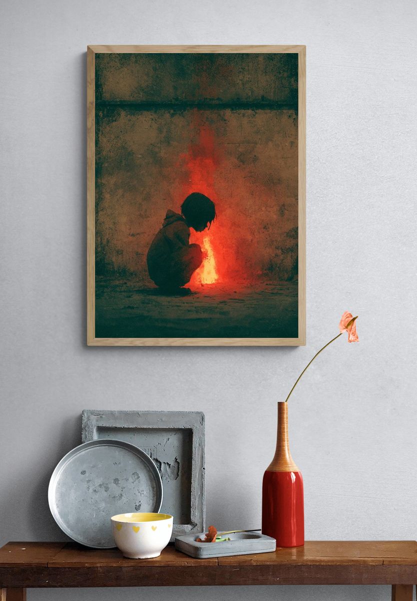 Child by Firelight Photography Poster. — room view 3