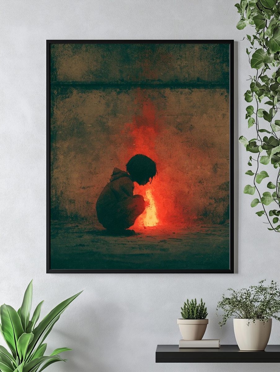 Child by Firelight Photography Poster. — room view 4