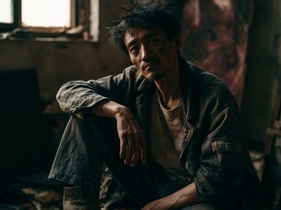 Moody Portrait of a Seated Man Poster.