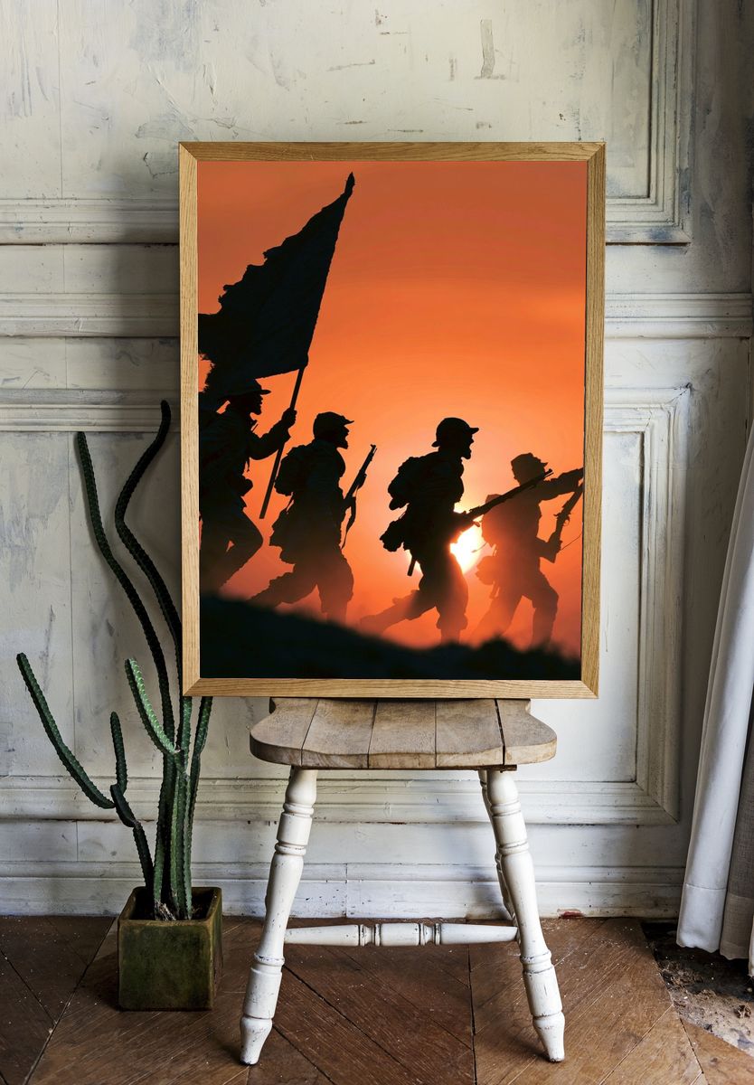 Soldiers at Sunset Photography Print. — room view 1