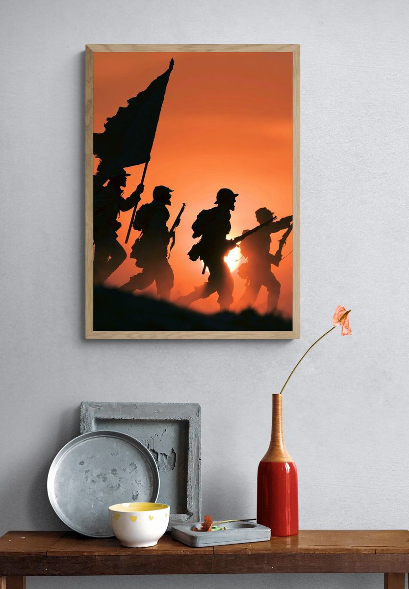 Soldiers at Sunset Photography Print. — room view 3