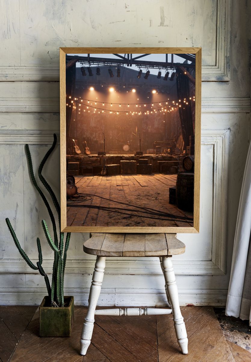 Rustic Stage Lights Photography Poster. — room view 1