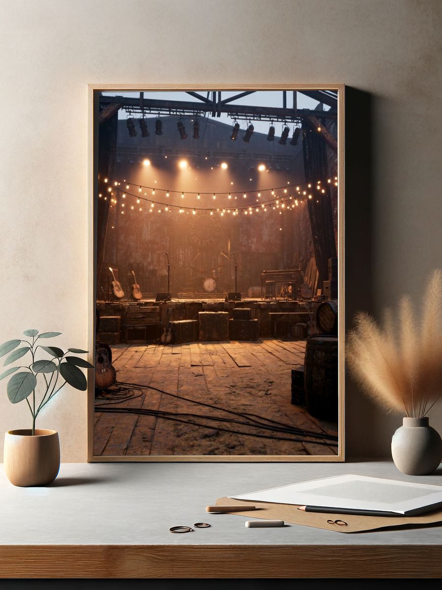 Rustic Stage Lights Photography Poster. — room view 2