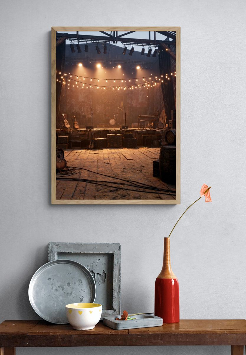 Rustic Stage Lights Photography Poster. — room view 3