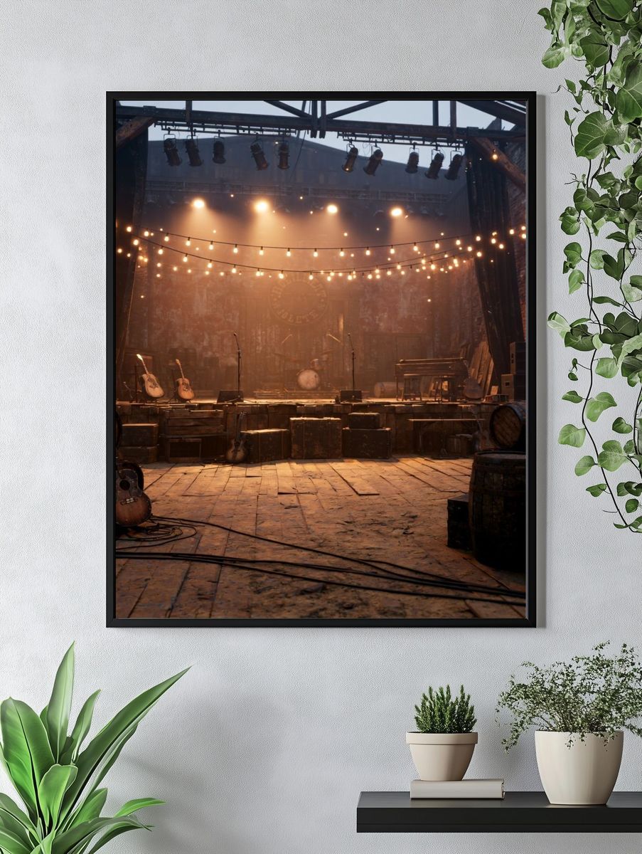 Rustic Stage Lights Photography Poster. — room view 4