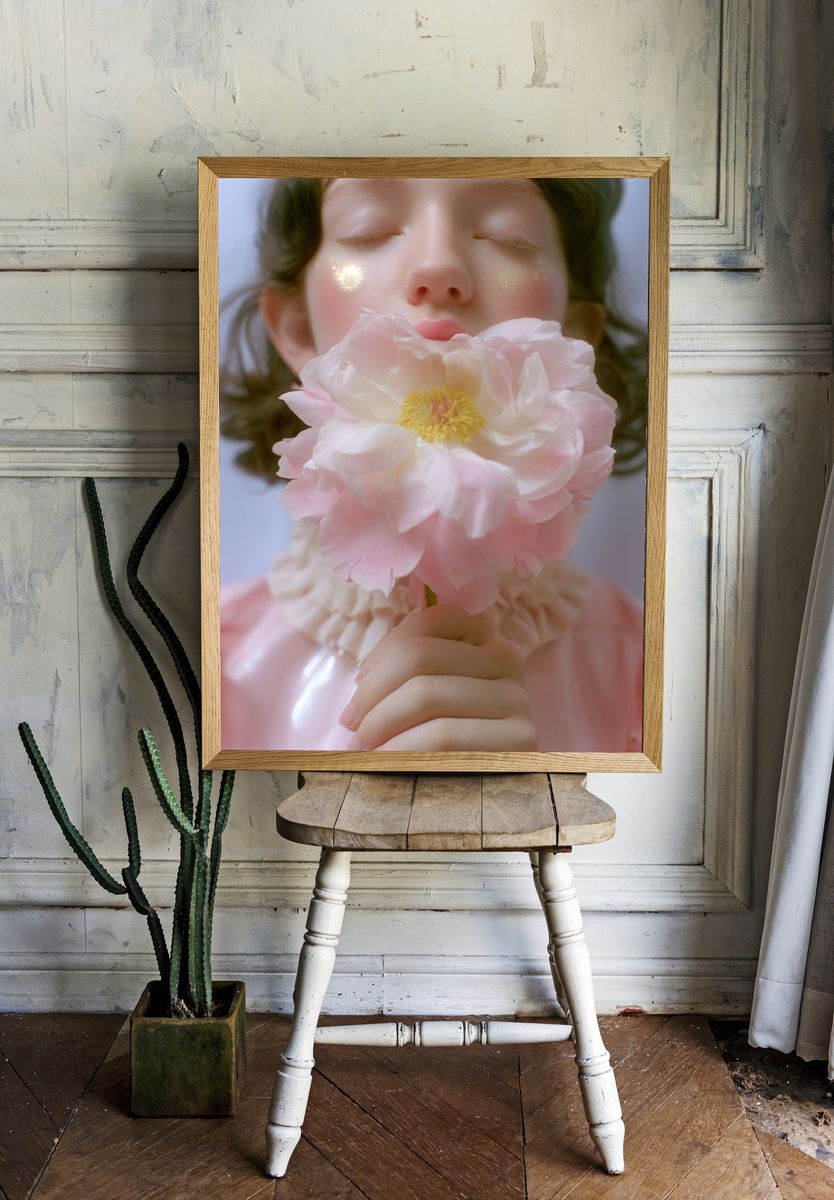Dreamy Floral Portrait Print. room preview