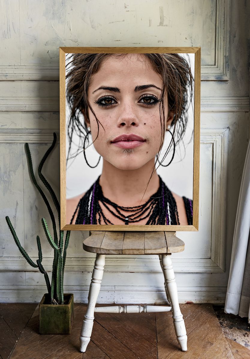 Expressive Woman Portrait Poster. — room view 1