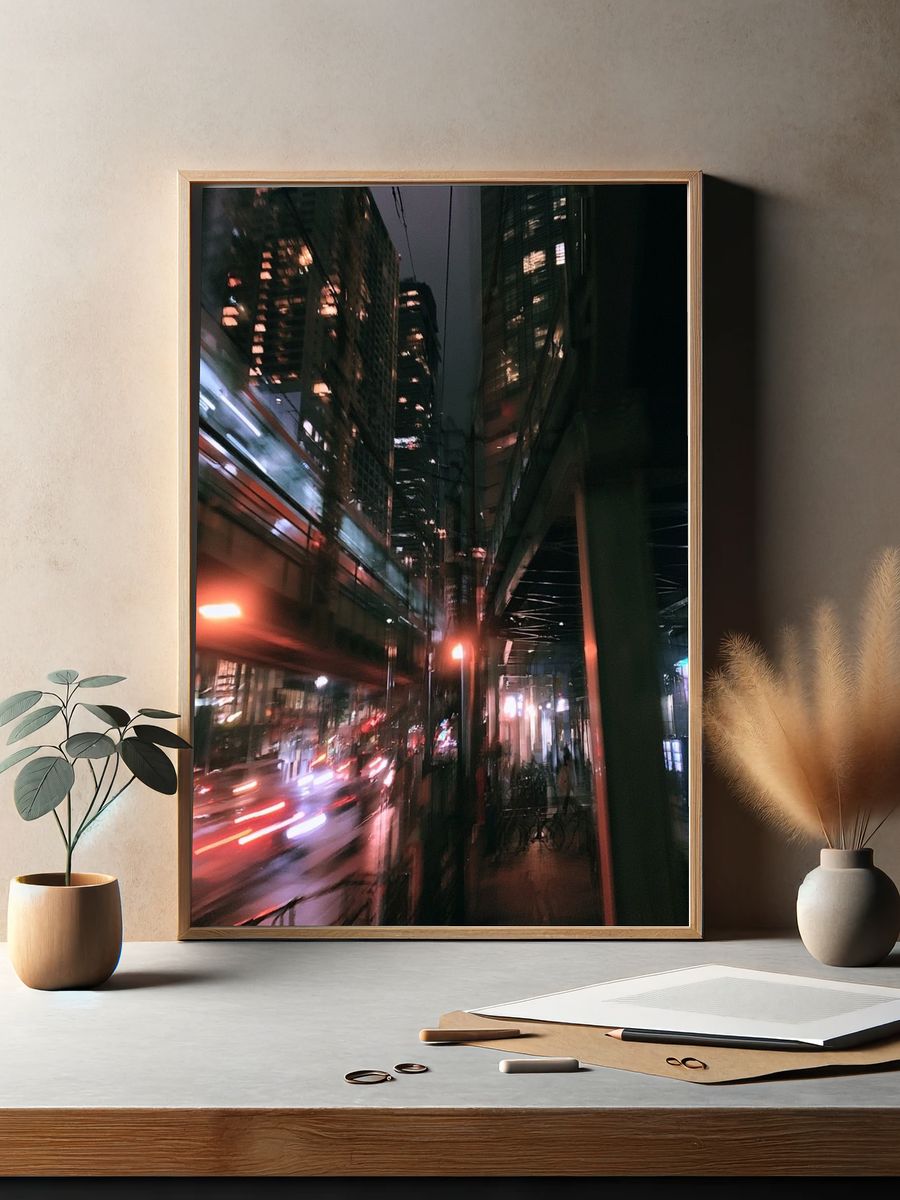 Neon City Motion Photography Poster. — room view 2