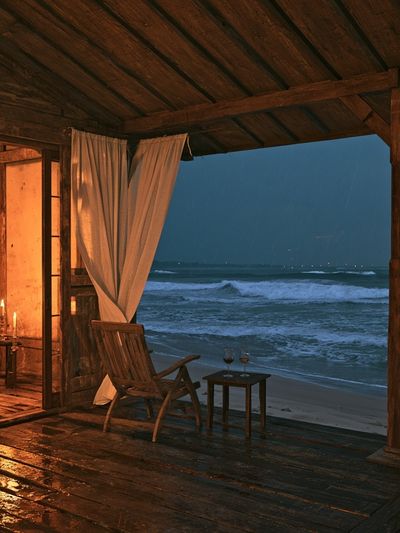 Rainy Beach Veranda Photography Poster.