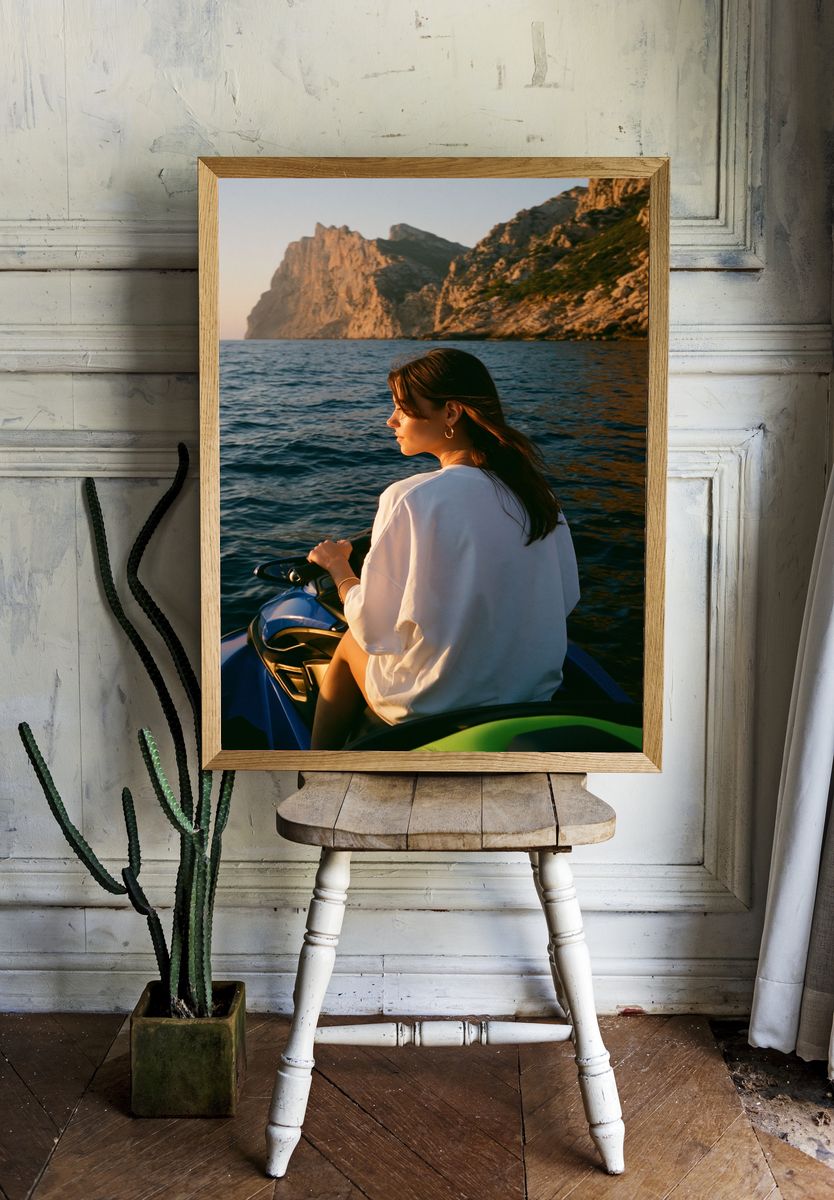 Seaside Jet Ski Portrait Poster. room preview