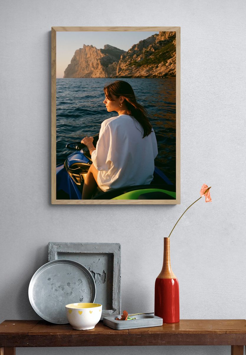 Seaside Jet Ski Portrait Poster. — room view 3