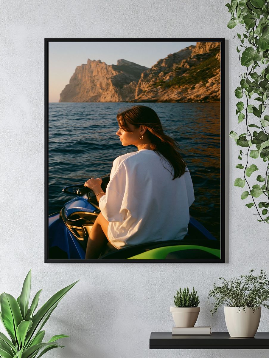 Seaside Jet Ski Portrait Poster. — room view 4