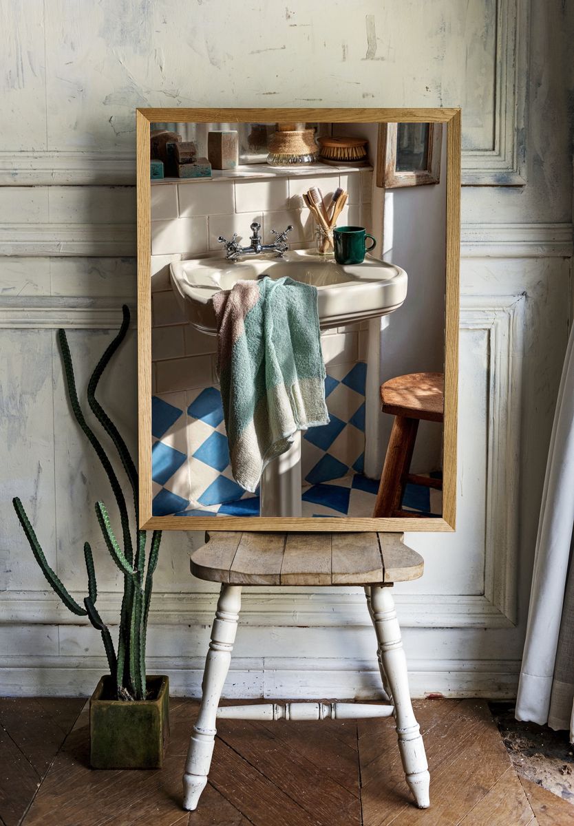 Sunlit Vintage Sink Interior Print. — room view 1
