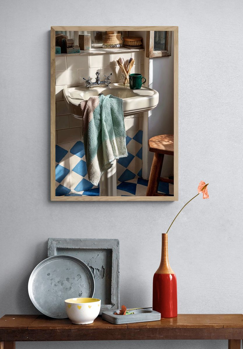 Sunlit Vintage Sink Interior Print. — room view 3